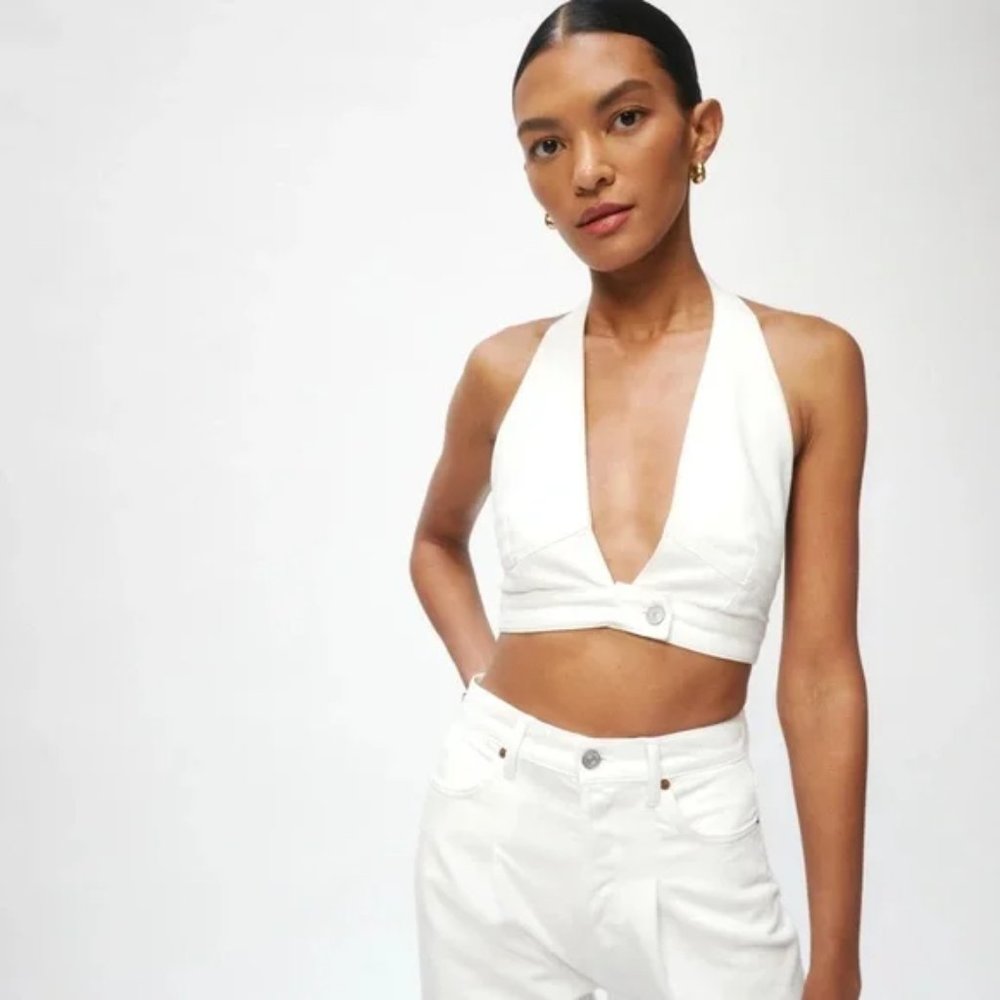 Reformation Gigi Denim Halter Top Size 6